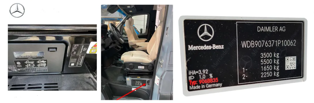 Mercedes-Benz Sprinter: Lage und Aufbau des Typenschilds